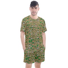 Florals In The Green Season In Perfect  Ornate Calm Harmony Men s Mesh Tee And Shorts Set