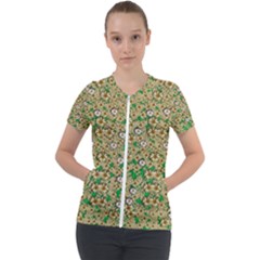 Florals In The Green Season In Perfect  Ornate Calm Harmony Short Sleeve Zip Up Jacket by pepitasart