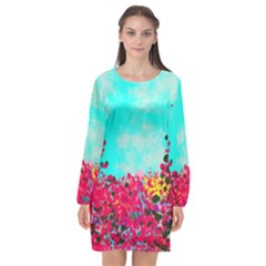 Flowers Long Sleeve Chiffon Shift Dress  by LW323