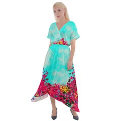 Flowers Cross Front Sharkbite Hem Maxi Dress by LW323