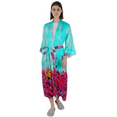 Flowers Maxi Satin Kimono by LW323