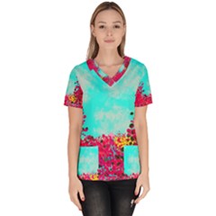 Flowers Women s V-neck Scrub Top by LW323