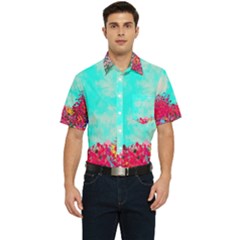 Flowers Men s Short Sleeve Pocket Shirt 