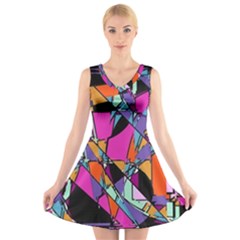 Abstract 2 V-neck Sleeveless Dress by LW323