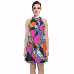 Abstract 2 Velvet Halter Neckline Dress  by LW323