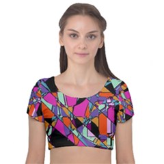 Abstract 2 Velvet Short Sleeve Crop Top  by LW323