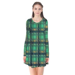 Green Clover Long Sleeve V-neck Flare Dress by LW323