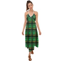 Green Clover Halter Tie Back Dress 