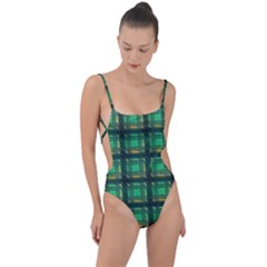 Green Clover Tie Strap One Piece Swimsuit by LW323