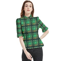 Green Clover Frill Neck Blouse