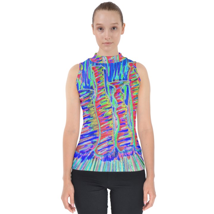 Vibrant-vases Mock Neck Shell Top