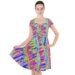 Vibrant-vases Cap Sleeve Midi Dress