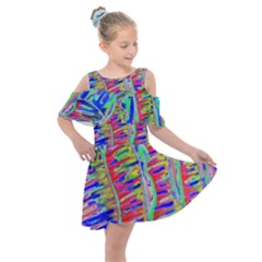 Vibrant-vases Kids  Shoulder Cutout Chiffon Dress by LW323