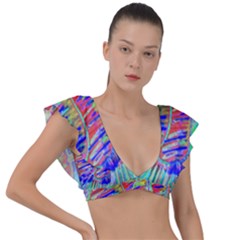 Vibrant-vases Plunge Frill Sleeve Bikini Top by LW323