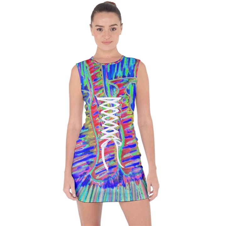 Vibrant-vases Lace Up Front Bodycon Dress