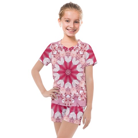 Diamond Girl Kids  Mesh Tee And Shorts Set by LW323