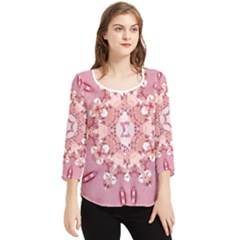 Diamond Girl 2 Chiffon Quarter Sleeve Blouse