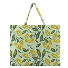 Folk Floral Pattern  Abstract Flowers Surface Design  Seamless Pattern Zipper Large Tote Bag by Eskimos