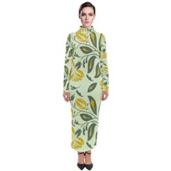 Folk Floral Pattern  Abstract Flowers Surface Design  Seamless Pattern Turtleneck Maxi Dress by Eskimos