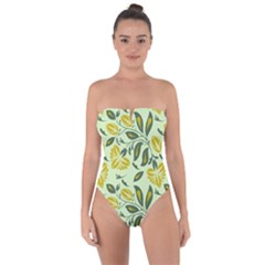 Folk Floral Pattern  Abstract Flowers Surface Design  Seamless Pattern Tie Back One Piece Swimsuit