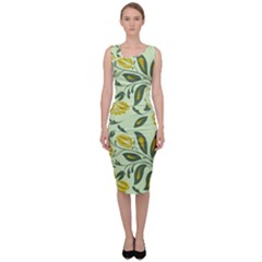 Folk Floral Pattern  Abstract Flowers Surface Design  Seamless Pattern Sleeveless Pencil Dress by Eskimos