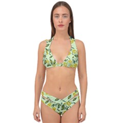 Folk Floral Pattern  Abstract Flowers Surface Design  Seamless Pattern Double Strap Halter Bikini Set by Eskimos