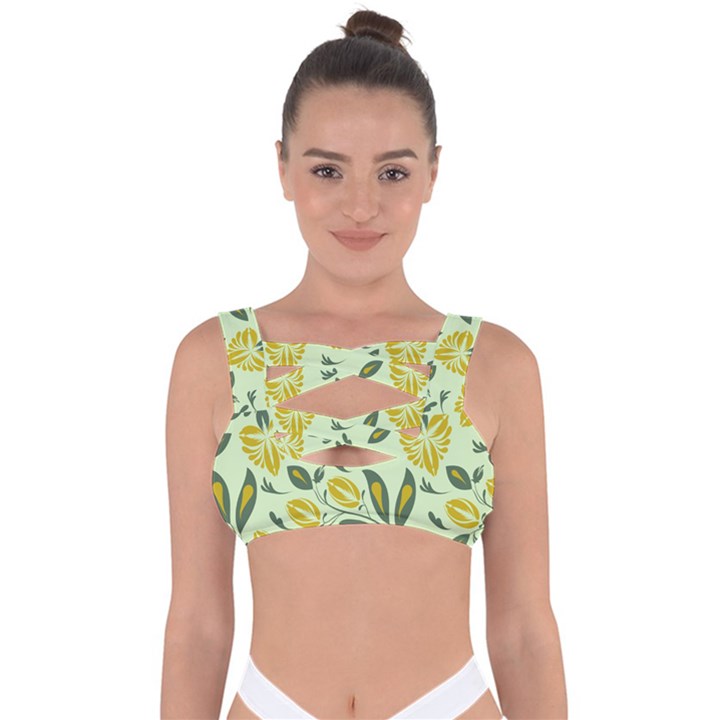 Folk floral pattern. Abstract flowers surface design. Seamless pattern Bandaged Up Bikini Top