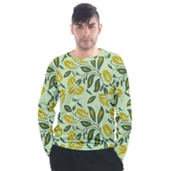 Folk Floral Pattern  Abstract Flowers Surface Design  Seamless Pattern Men s Long Sleeve Raglan Tee