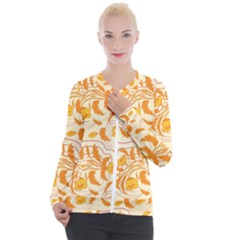 Folk Floral Pattern  Abstract Flowers Surface Design  Seamless Pattern Casual Zip Up Jacket by Eskimos