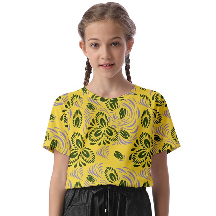 Folk floral pattern. Abstract flowers surface design. Seamless pattern Kids  Basic Tee