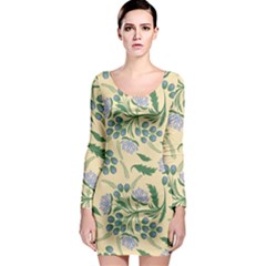 Folk Floral Pattern  Abstract Flowers Surface Design  Seamless Pattern Long Sleeve Bodycon Dress by Eskimos