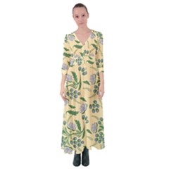 Folk Floral Pattern  Abstract Flowers Surface Design  Seamless Pattern Button Up Maxi Dress by Eskimos