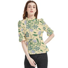 Folk Floral Pattern  Abstract Flowers Surface Design  Seamless Pattern Frill Neck Blouse