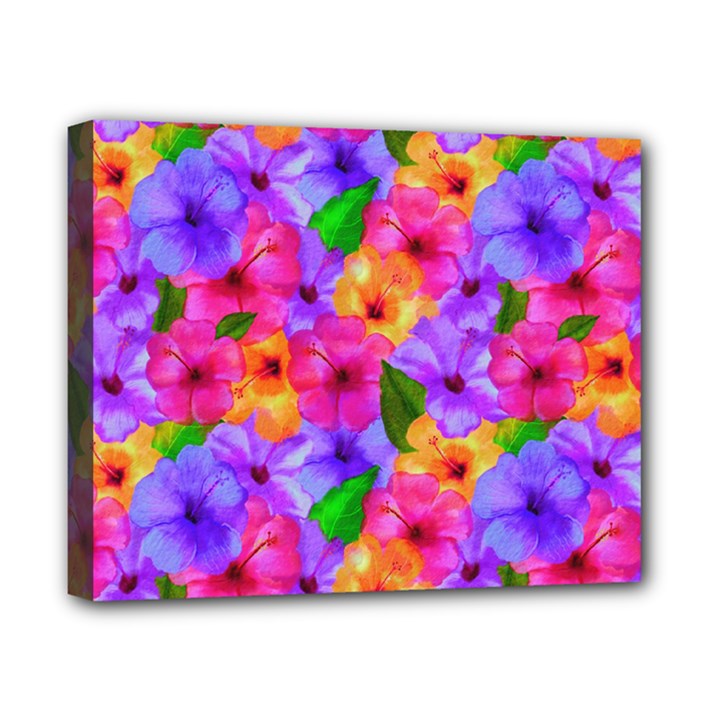 Watercolor Flowers  Multi-colored Bright Flowers Canvas 10  x 8  (Stretched)