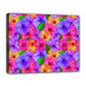 Watercolor Flowers  Multi-colored Bright Flowers Canvas 14  x 11  (Stretched) View1