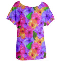 Watercolor Flowers  Multi-colored Bright Flowers Women s Oversized Tee by SychEva