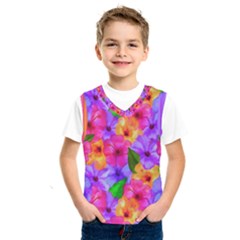 Watercolor Flowers  Multi-colored Bright Flowers Kids  Basketball Tank Top by SychEva