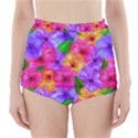 Watercolor Flowers  Multi-colored Bright Flowers High-Waisted Bikini Bottoms View1