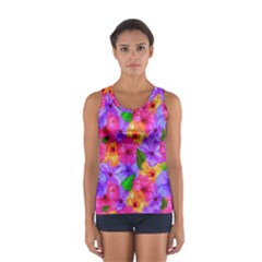 Watercolor Flowers  Multi-colored Bright Flowers Sport Tank Top  by SychEva