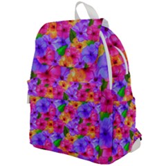 Watercolor Flowers  Multi-colored Bright Flowers Top Flap Backpack by SychEva