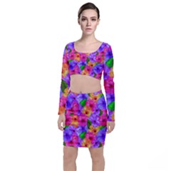 Watercolor Flowers  Multi-colored Bright Flowers Top And Skirt Sets by SychEva