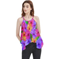 Watercolor Flowers  Multi-colored Bright Flowers Flowy Camisole Tank Top by SychEva