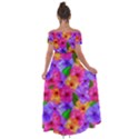 Watercolor Flowers  Multi-colored Bright Flowers Off Shoulder Open Front Chiffon Dress View2