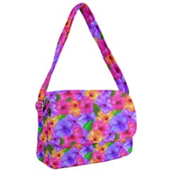 Watercolor Flowers  Multi-colored Bright Flowers Courier Bag by SychEva