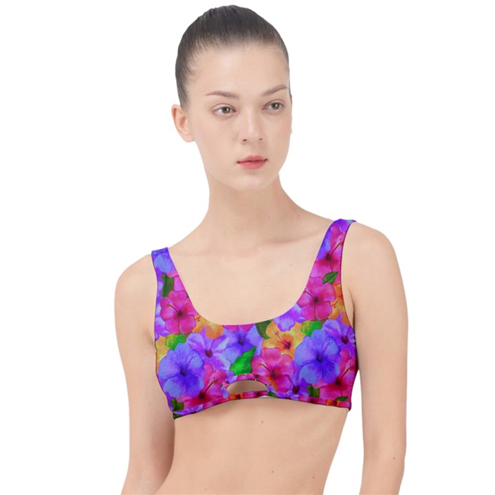 Watercolor Flowers  Multi-colored Bright Flowers The Little Details Bikini Top