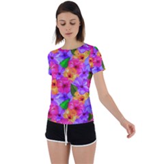 Watercolor Flowers  Multi-colored Bright Flowers Back Circle Cutout Sports Tee by SychEva