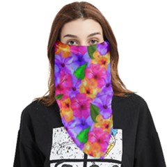 Watercolor Flowers  Multi-colored Bright Flowers Face Covering Bandana (triangle)