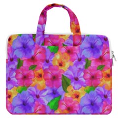 Watercolor Flowers  Multi-colored Bright Flowers Macbook Pro Double Pocket Laptop Bag by SychEva