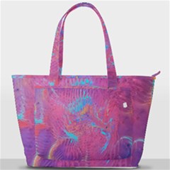 Magenta On Blue Feathers Back Pocket Shoulder Bag  by kaleidomarblingart