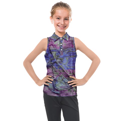 Warp And Weft Kids  Sleeveless Polo Tee by kaleidomarblingart